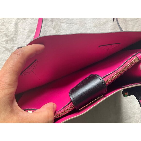 Kate Spade Arbour Hill Kyra Sweetheart Crossbody Hand Bag Black Pink Leather*Rea - Picture 5 of 16